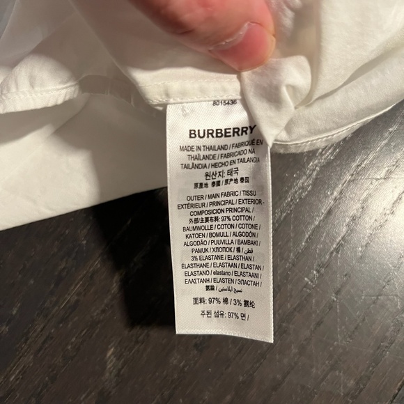 BURBERRY mens white icon stripe placket stretch cotton poplin shirt MEDIUM - Picture 8 of 10